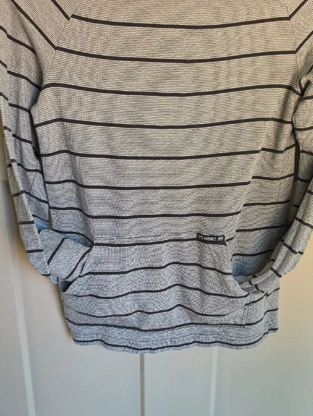 Epic Threads Gray Striped Hoodie Shirt